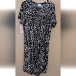 NWT Evereve Monochrome Ruached Midi Dress ~ SZ L